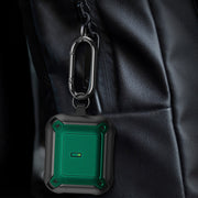 For AirPods 3 Sliding Buckle Wireless Earphone Protective Case with Hook(Black Green)