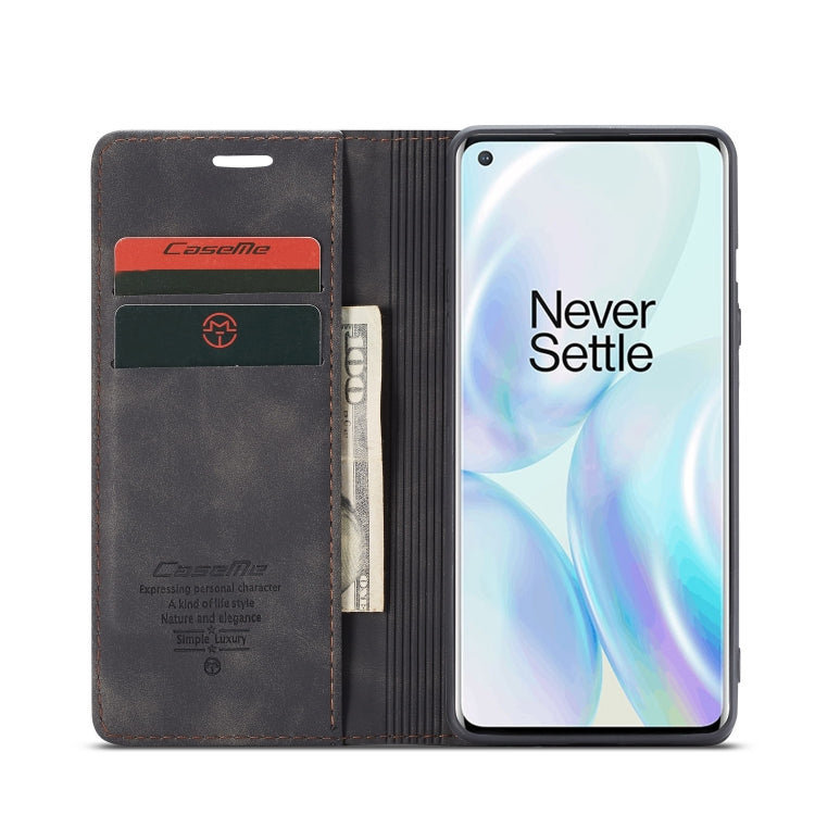 For OnePlus 8 CaseMe Multifunctional Horizontal Flip Leather Case, with Card Slot & Holder & Wallet(Black)