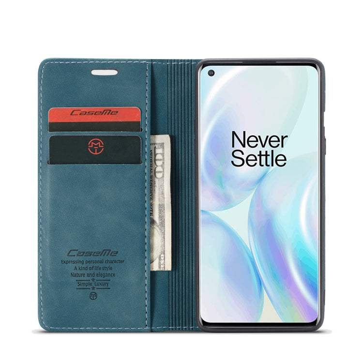 For OnePlus 8 CaseMe Multifunctional Horizontal Flip Leather Case, with Card Slot & Holder & Wallet(Blue)