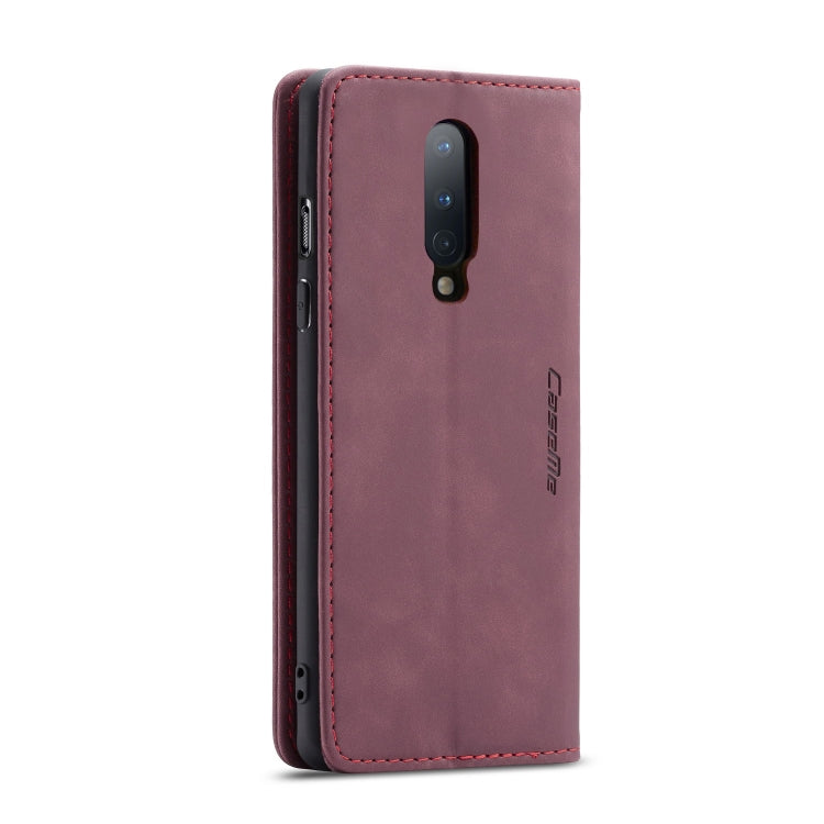 For OnePlus 8 CaseMe Multifunctional Horizontal Flip Leather Case, with Card Slot & Holder & Wallet(Wine Red)