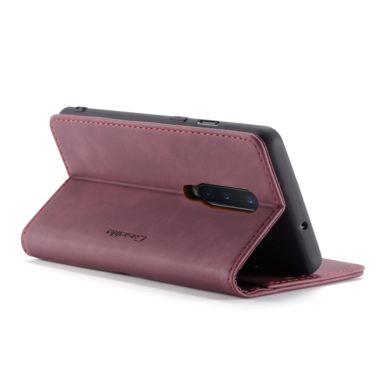 For OnePlus 8 CaseMe Multifunctional Horizontal Flip Leather Case, with Card Slot & Holder & Wallet(Wine Red)