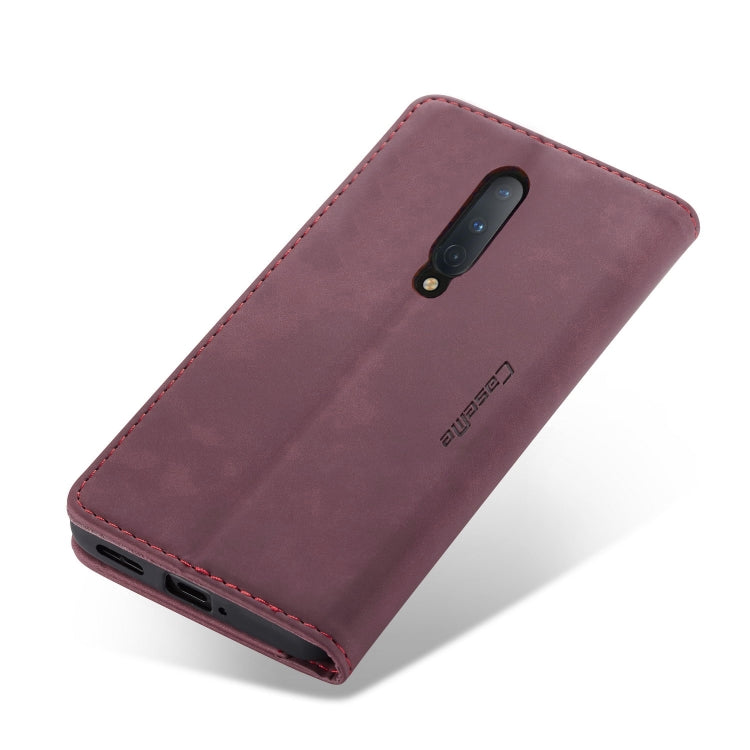 For OnePlus 8 CaseMe Multifunctional Horizontal Flip Leather Case, with Card Slot & Holder & Wallet(Wine Red)