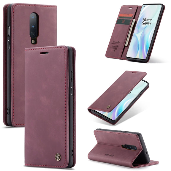 For OnePlus 8 CaseMe Multifunctional Horizontal Flip Leather Case, with Card Slot & Holder & Wallet(Wine Red)