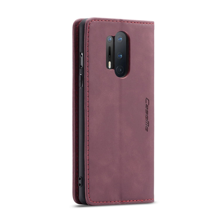 For OnePlus 8 Pro CaseMe Multifunctional Horizontal Flip Leather Case, with Card Slot & Holder & Wallet(Wine Red)