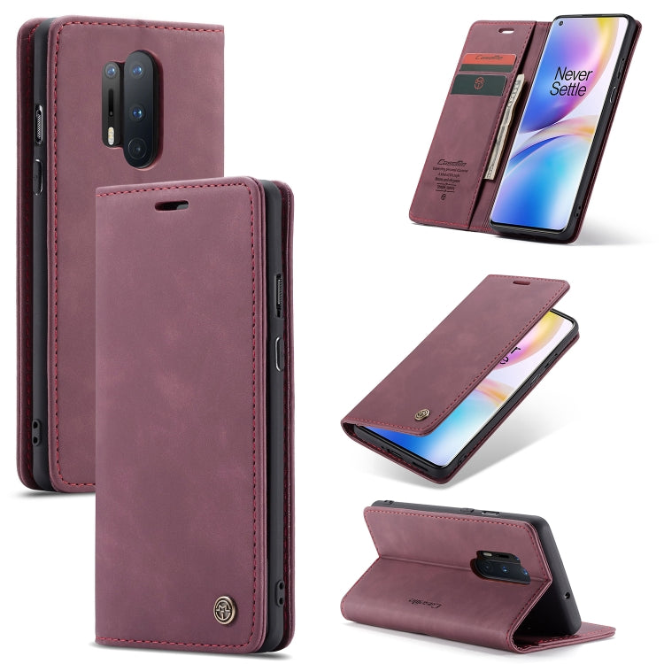 For OnePlus 8 Pro CaseMe Multifunctional Horizontal Flip Leather Case, with Card Slot & Holder & Wallet(Wine Red)