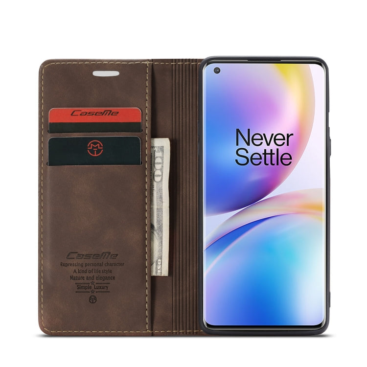 For OnePlus 8 Pro CaseMe Multifunctional Horizontal Flip Leather Case, with Card Slot & Holder & Wallet(Coffee)