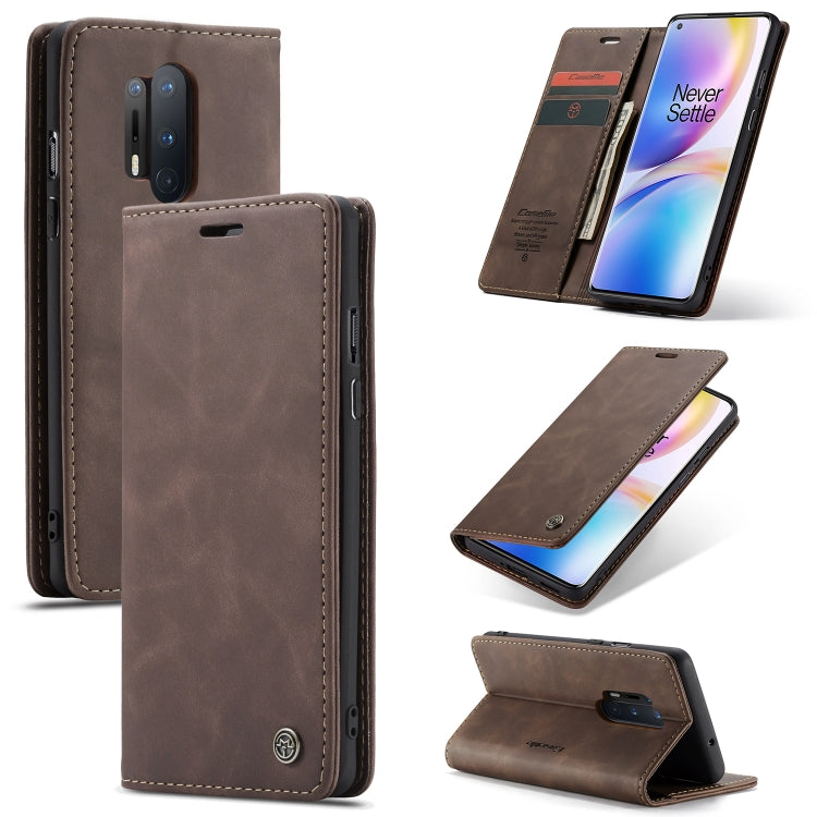 For OnePlus 8 Pro CaseMe Multifunctional Horizontal Flip Leather Case, with Card Slot & Holder & Wallet(Coffee)