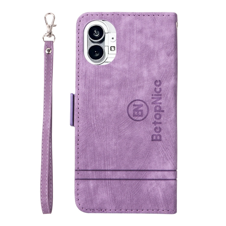 For Nothing Phone 1 BETOPNICE Dual-side Buckle Leather Phone Case(Purple)