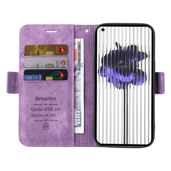 For Nothing Phone 1 BETOPNICE Dual-side Buckle Leather Phone Case(Purple)