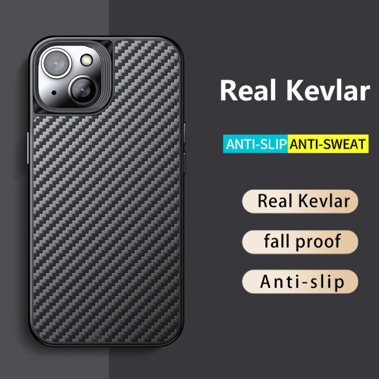 For iPhone 14 Plus wlons Magsafe Carbon Fiber Kevlar TPU Phone Case(Black)