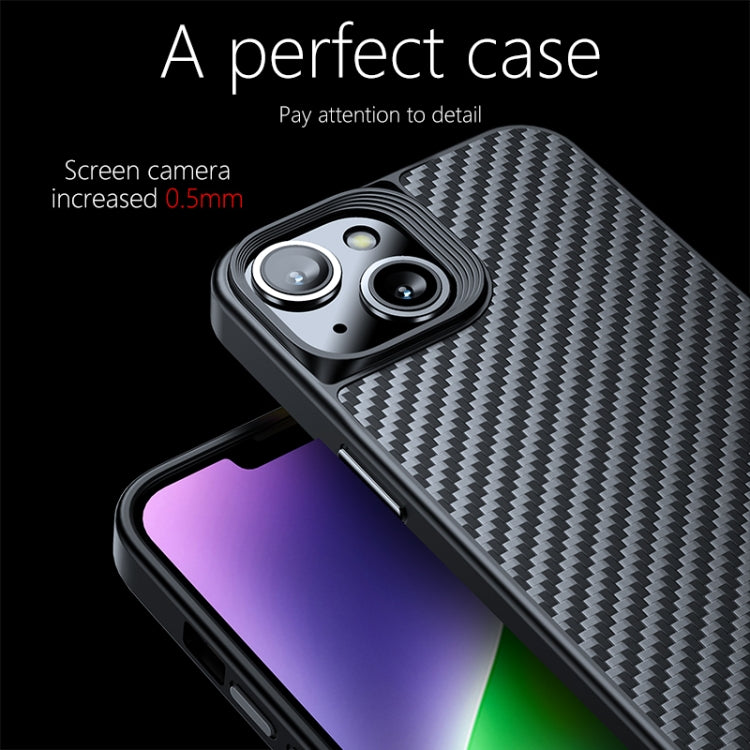 For iPhone 14 Plus wlons Magsafe Carbon Fiber Kevlar TPU Phone Case(Black)