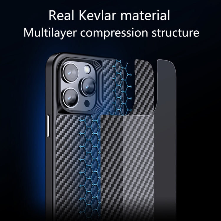 For iPhone 14 Pro wlons Magsafe Carbon Fiber Kevlar TPU Phone Case(Black)