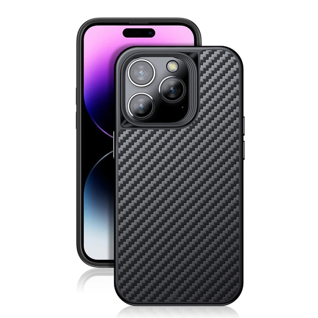 For iPhone 14 Pro wlons Magsafe Carbon Fiber Kevlar TPU Phone Case(Black)