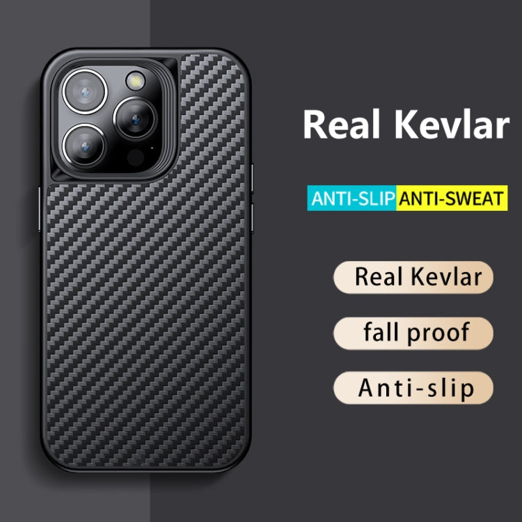 For iPhone 14 Pro Max wlons Magsafe Carbon Fiber Kevlar TPU Phone Case(Black)