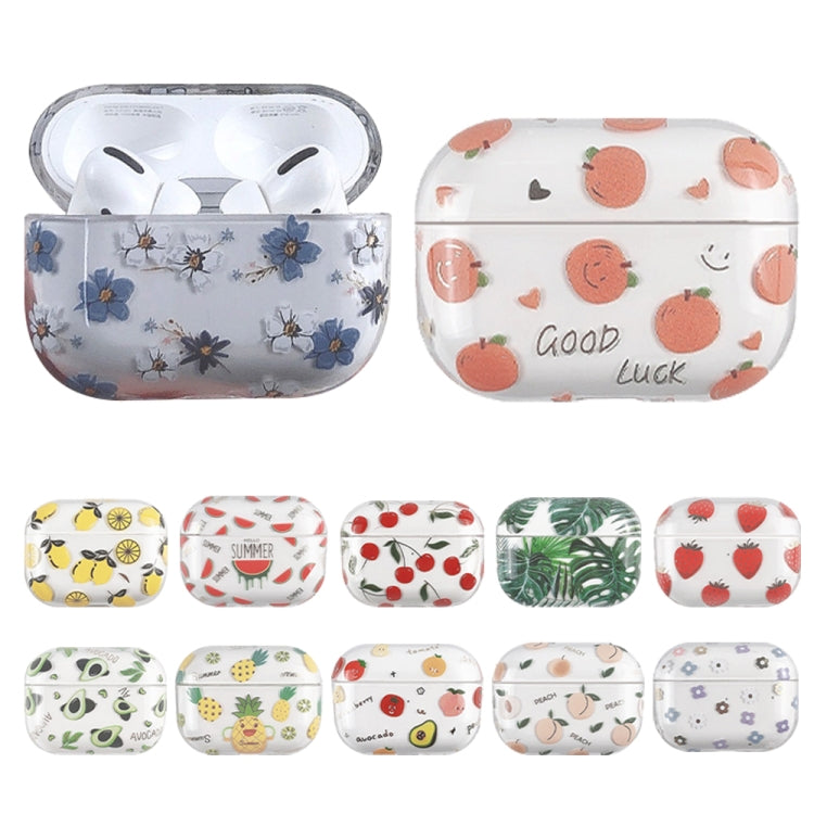 For AirPods Pro 2 Bronzing Fruit Pattern PC Earphone Hard Protective Case(Cherry)