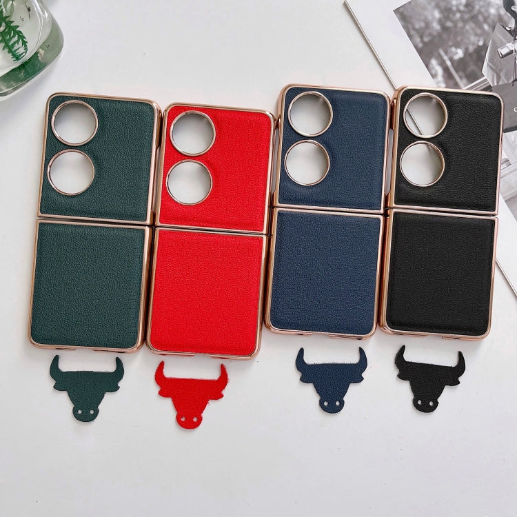 For Huawei P50 Pocket Genuine Leather Luolai Series Nano Plating Phone Case(Red)