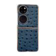 For Huawei P50 Pocket Genuine Leather Ostrich Texture Nano Plating Phone Case(Blue) - Huawei Cases by PMC TechLife | Online Shopping South Africa | PMC TechLife | Buy Now Pay Later Mobicred