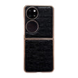 For Huawei P50 Pocket Genuine Leather Ostrich Texture Nano Plating Phone Case(Black) - Huawei Cases by PMC TechLife | Online Shopping South Africa | PMC TechLife | Buy Now Pay Later Mobicred