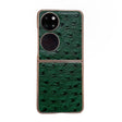For Huawei P50 Pocket Genuine Leather Ostrich Texture Nano Plating Phone Case(Green) - Huawei Cases by PMC TechLife | Online Shopping South Africa | PMC TechLife | Buy Now Pay Later Mobicred