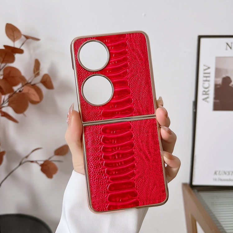 For Huawei P50 Pocket Genuine Leather Weilai Series Nano Plating Phone Case(Red)