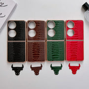 For Huawei P50 Pocket Genuine Leather Weilai Series Nano Plating Phone Case(Green)
