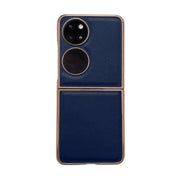 For Huawei P50 Pocket Genuine Leather Xiaoya Series Nano Plating Phone Case(Blue)