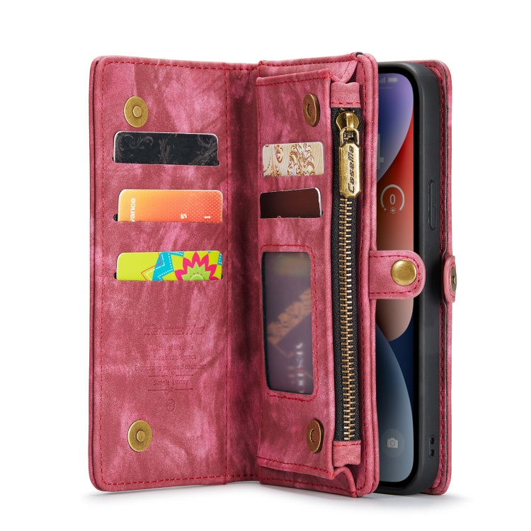 For iPhone 14 CaseMe 008 Detachable Multifunctional Leather Phone Case(Red)