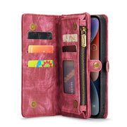 For iPhone 14 CaseMe 008 Detachable Multifunctional Leather Phone Case(Red)