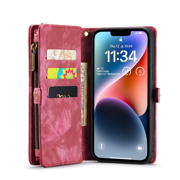 For iPhone 14 CaseMe 008 Detachable Multifunctional Leather Phone Case(Red)