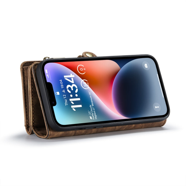 For iPhone 14 Plus CaseMe 008 Detachable Multifunctional Leather Phone Case(Brown)