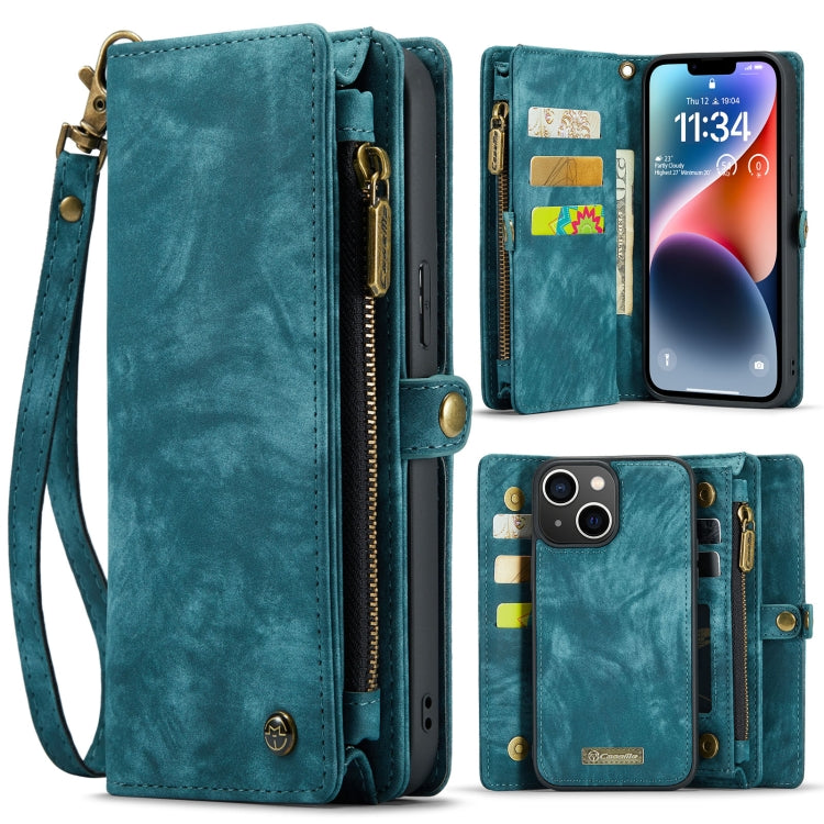 For iPhone 14 Plus CaseMe 008 Detachable Multifunctional Leather Phone Case(Blue)