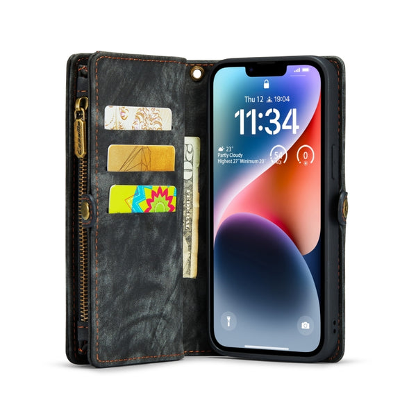 For iPhone 14 Plus CaseMe 008 Detachable Multifunctional Leather Phone Case(Black)
