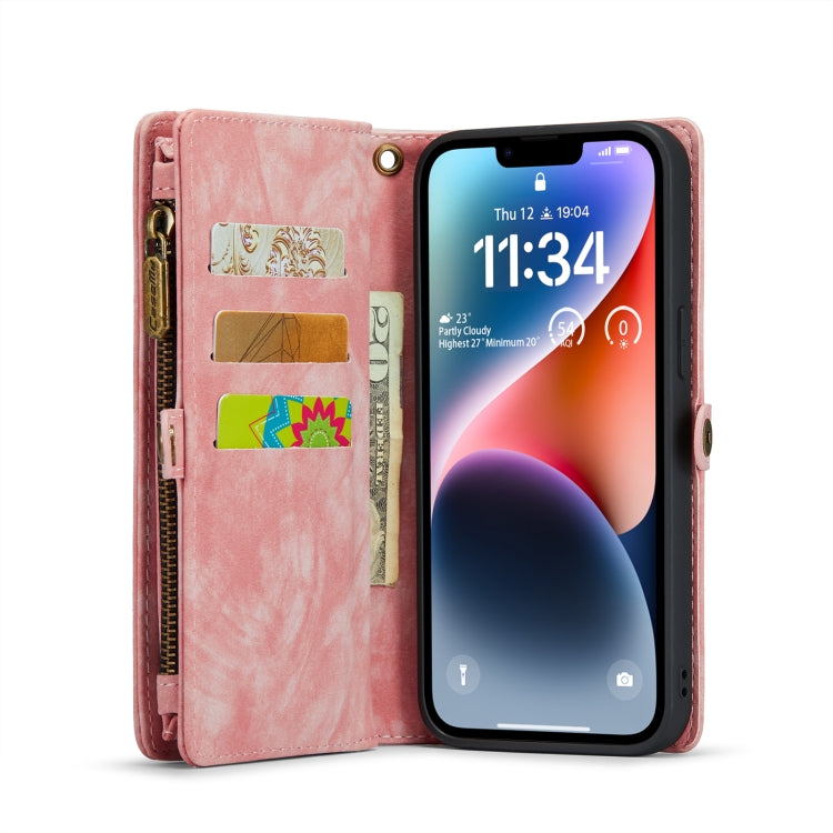 For iPhone 14 Plus CaseMe 008 Detachable Multifunctional Leather Phone Case(Pink)