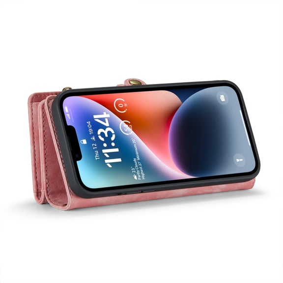 For iPhone 14 Plus CaseMe 008 Detachable Multifunctional Leather Phone Case(Pink)