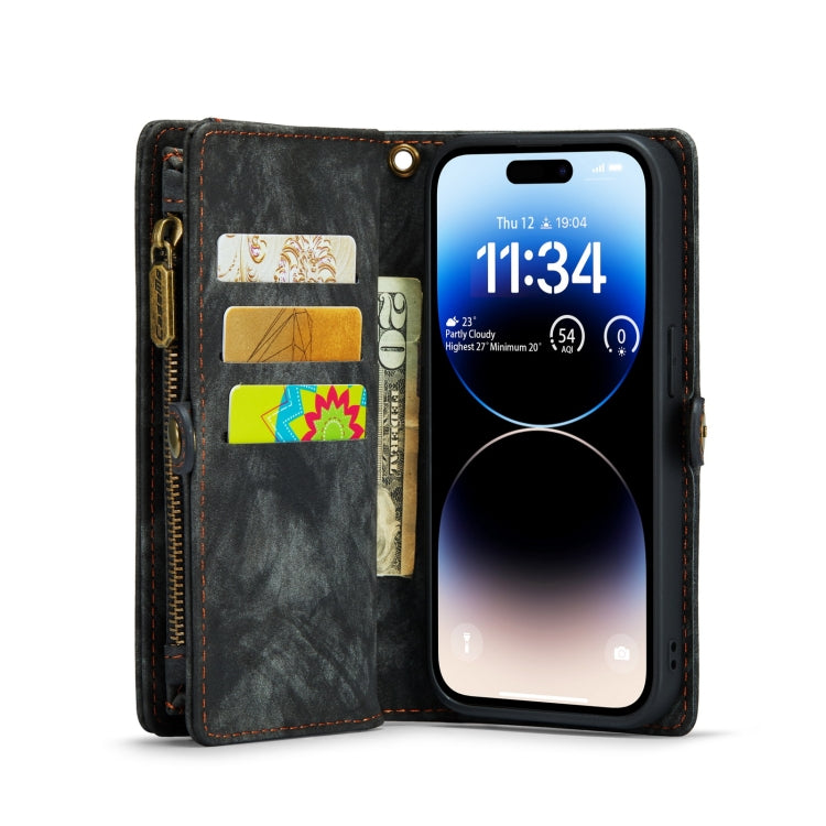 For iPhone 14 Pro CaseMe 008 Detachable Multifunctional Leather Phone Case(Black)
