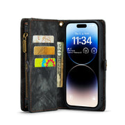 For iPhone 14 Pro CaseMe 008 Detachable Multifunctional Leather Phone Case(Black)