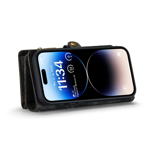For iPhone 14 Pro CaseMe 008 Detachable Multifunctional Leather Phone Case(Black)