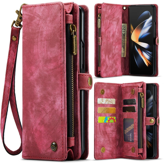For Samsung Galaxy Z Fold4 CaseMe 008 Detachable Multifunctional Leather Phone Case(Red)