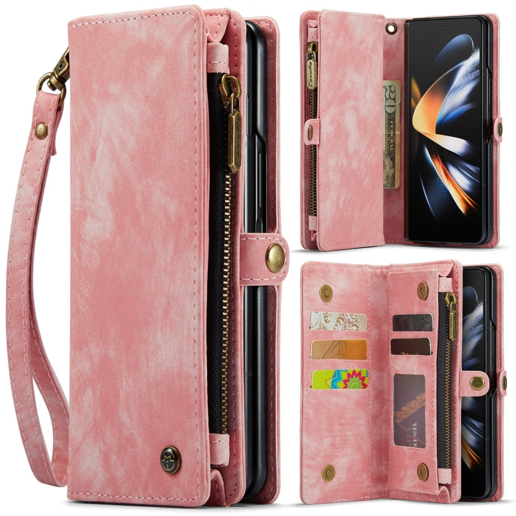 For Samsung Galaxy Z Fold4 CaseMe 008 Detachable Multifunctional Leather Phone Case(Pink)