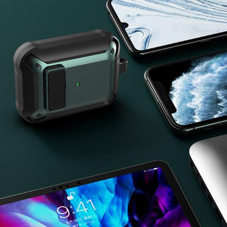 For AirPods Pro 2 Wireless Earphones Shockproof Bumblebee Silicone Protective Case(Black Green)