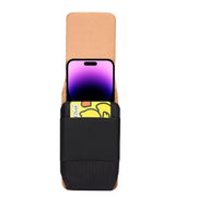 For 6.7-6.9 inch Mobile Phone Cowhide Texture Oxford Cloth Waist Bag(Black)