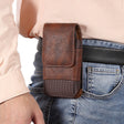 For 6.7-6.9 inch Mobile Phone Cowhide Texture Oxford Cloth Waist Bag(Brown) -  by PMC TechLife | Online Shopping South Africa | PMC TechLife