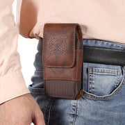For 6.7-6.9 inch Mobile Phone Cowhide Texture Oxford Cloth Waist Bag(Brown)