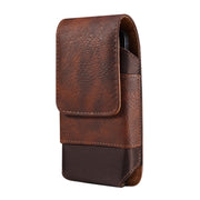 For 6.7-6.9 inch Mobile Phone Cowhide Texture Oxford Cloth Waist Bag(Brown)