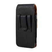 For 7.0 inch Mobile Phone Cowhide Texture Oxford Cloth Waist Bag(Black)