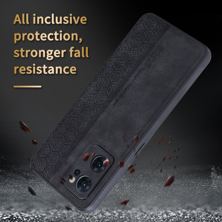 For OPPO Reno7 5G AZNS 3D Embossed Skin Feel Phone Case(Black)