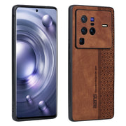 For vivo X80 Pro AZNS 3D Embossed Skin Feel Phone Case(Brown)