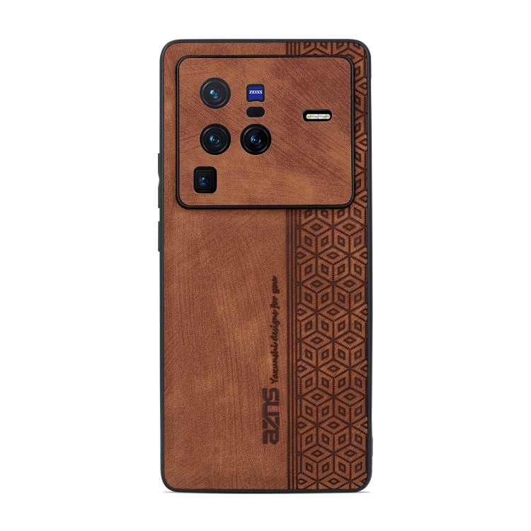 For vivo X80 Pro AZNS 3D Embossed Skin Feel Phone Case(Brown)