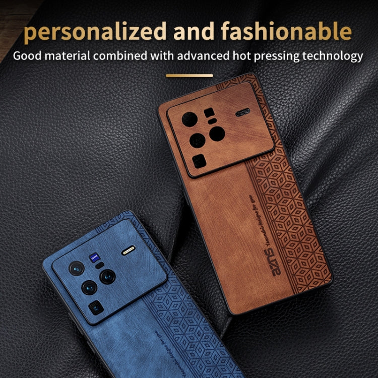 For vivo X80 Pro AZNS 3D Embossed Skin Feel Phone Case(Brown)