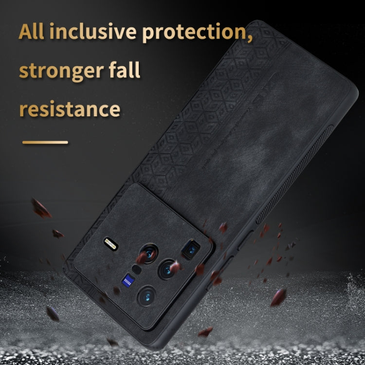 For vivo X80 Pro AZNS 3D Embossed Skin Feel Phone Case(Brown)